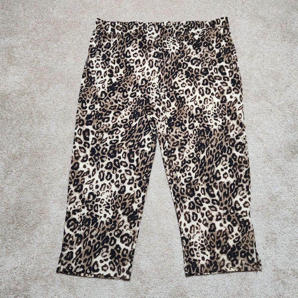 Susan Graver Pants Women LP Animal Print Liquid Knit High Rise Pull On Capris